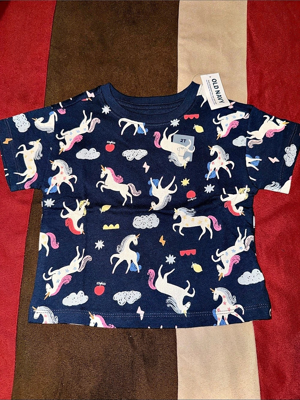 Old Navy Unicorn Print Tee Blue & Pink girls 2T